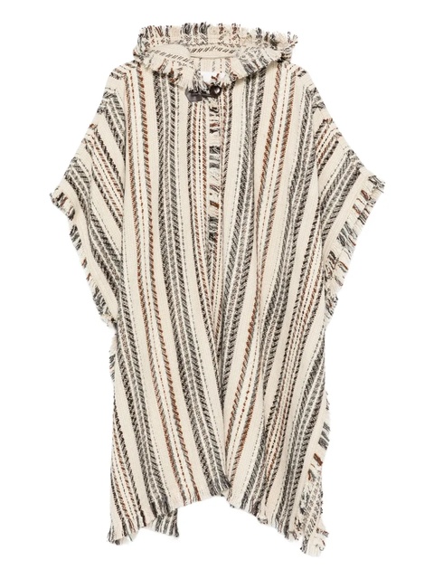 MARANT ÉTOILE striped fringed hooded coat - Neutrals - zdjęcie produktu nr 1
