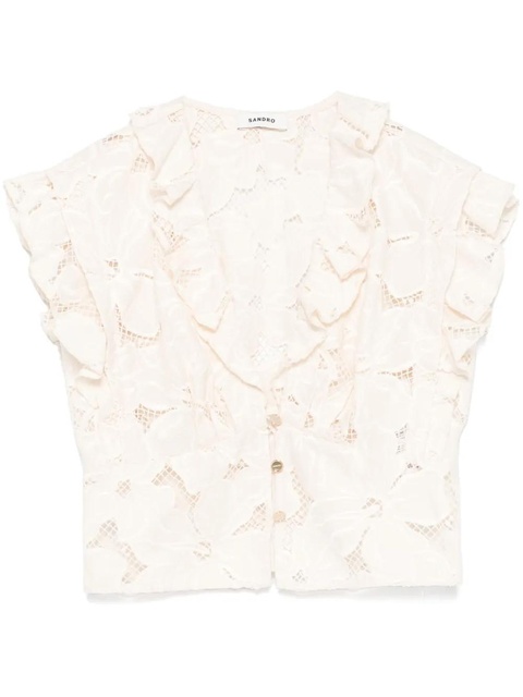 SANDRO embroidered crop top - Neutrals - zdjęcie produktu nr 1