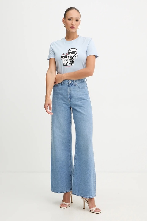 Karl Lagerfeld t-shirt bawełniany damski kolor niebieski A1W17129 - zdjęcie produktu nr 2