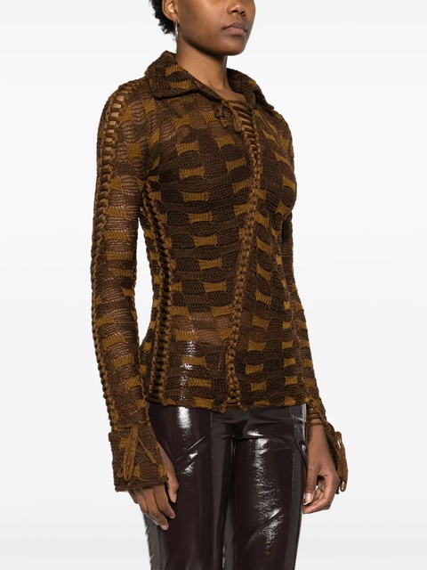 Isa Boulder tie-fastening knitted shirt - Brown - zdjęcie produktu nr 2