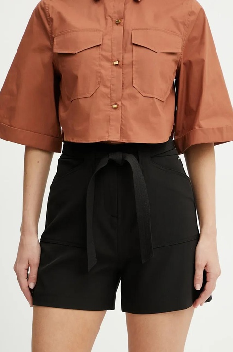 Guess szorty VALENTINA damskie kolor czarny gładkie high waist W5GD0I WH9Y2 - zdjęcie produktu nr 1