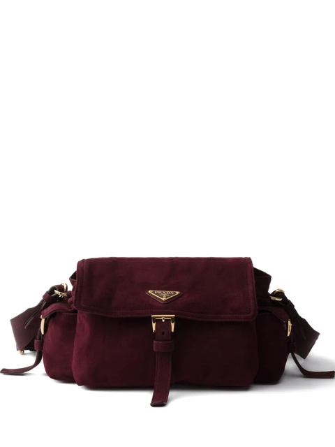Prada medium Explore buckle-fastening suede shoulder bag - Blue - zdjęcie produktu nr 1
