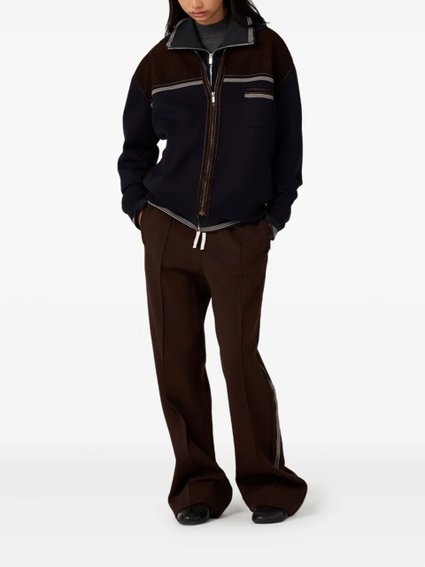 Miu Miu leather-panel wool cardigan - Blue - zdjęcie produktu nr 2