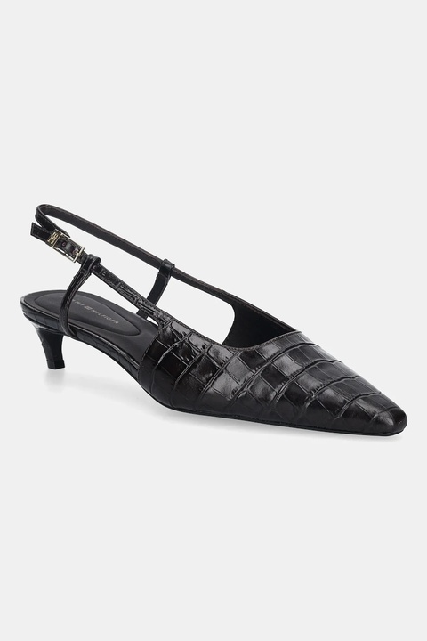 Tommy Hilfiger szpilki skórzane CROC SLINGBACK SLANTED HEEL kolor brązowy FW0FW08990 - zdjęcie produktu nr 1
