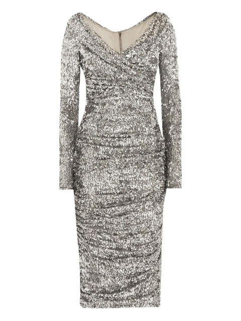 Dolce & Gabbana draped sequin midi dress - Silver - zdjęcie produktu nr 1
