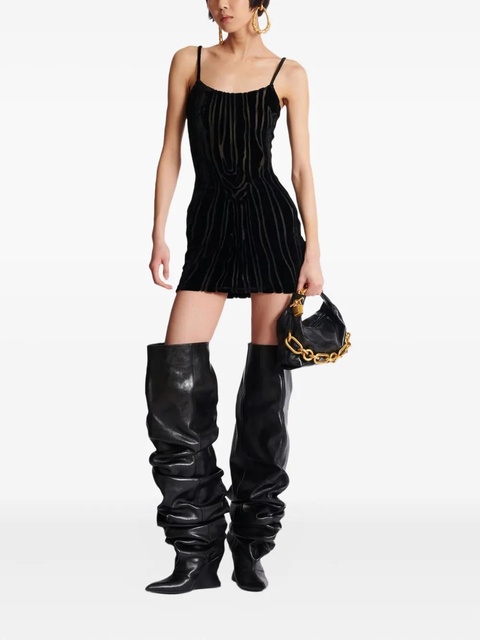 Balmain zebra-print velvet mini dress - Black - zdjęcie produktu nr 2