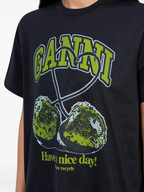 GANNI cherry-print cotton t-shirt - Black - zdjęcie produktu nr 2