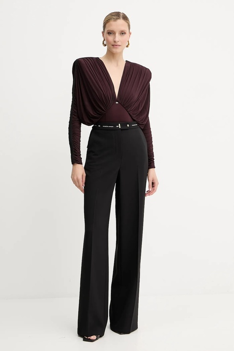 Elisabetta Franchi body damska kolor bordowy gładka BO00556E2 - zdjęcie produktu nr 2