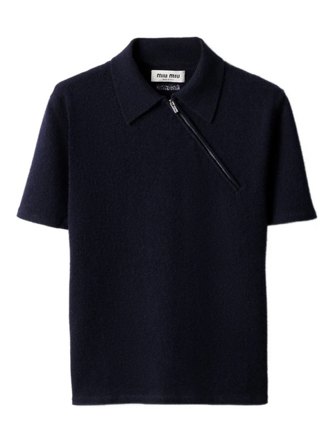 Miu Miu zip-front ribbed knit sweater - Blue - zdjęcie produktu nr 1