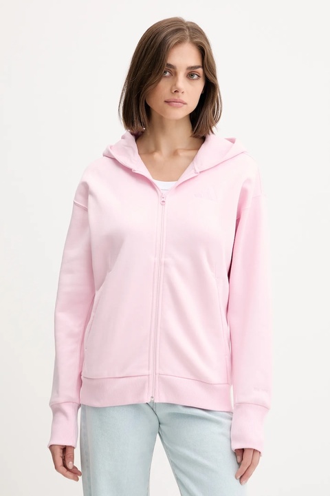 adidas bluza All SZN damska kolor różowy z kapturem z aplikacją JV7289 - zdjęcie produktu nr 1