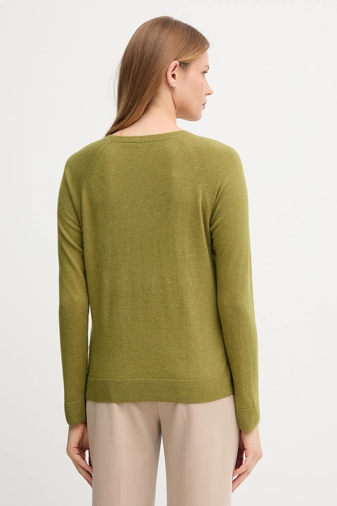 United Colors of Benetton sweter z domieszką wełny damski kolor zielony 1035D1P17 - zdjęcie produktu nr 2