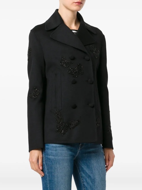 Valentino Garavani butterfly-embroidered coat - Black - zdjęcie produktu nr 2