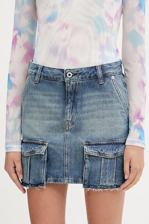 Karl Lagerfeld Jeans spódnica jeansowa kolor niebieski mini prosta A3W12008 - zdjęcie produktu nr 1