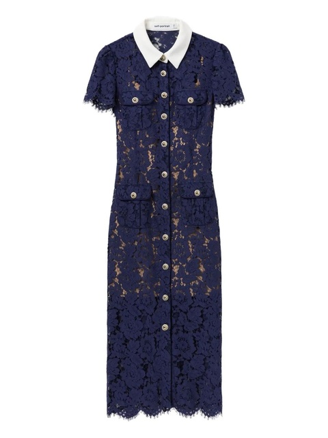 Self-Portrait embroidered-lace dress - Blue - zdjęcie produktu nr 1