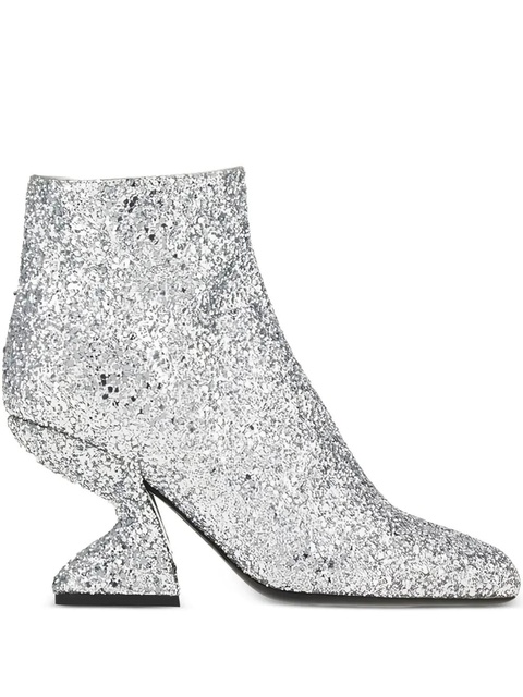 Ferragamo glitter-effect sculpted-heel ankle boots - Grey - zdjęcie produktu nr 1
