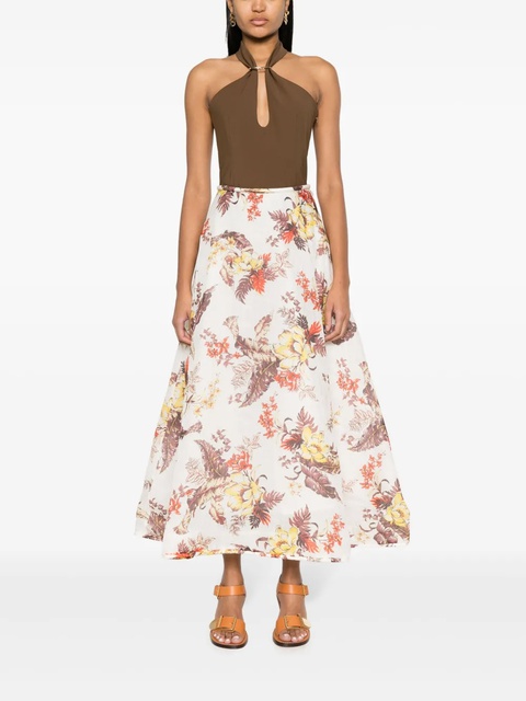 ZIMMERMANN Matchmaker floral-print A-line skirt - Neutrals - zdjęcie produktu nr 2