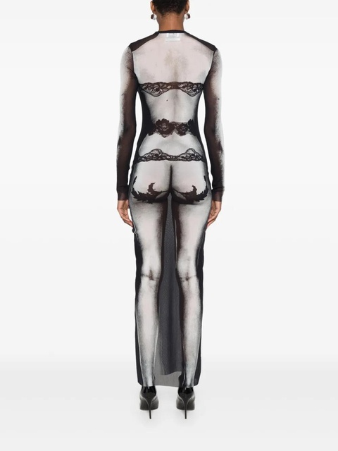 Jean Paul Gaultier body-print maxi dress - Black - zdjęcie produktu nr 2