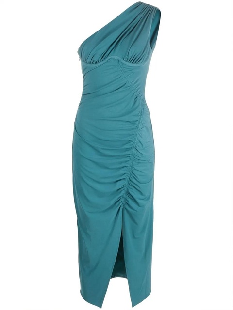 Self-Portrait ruched one-shoulder midi dress - Blue - zdjęcie produktu nr 1