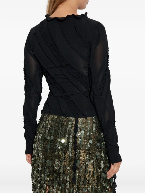 Blumarine ruffled-detail long-sleeve top - Black - zdjęcie produktu nr 2