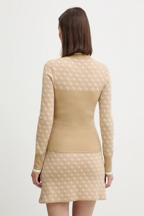 Guess sweter z dodatkiem wełny AUBREY damski kolor beżowy z półgolfem W5BR24 Z3JD2 - zdjęcie produktu nr 2