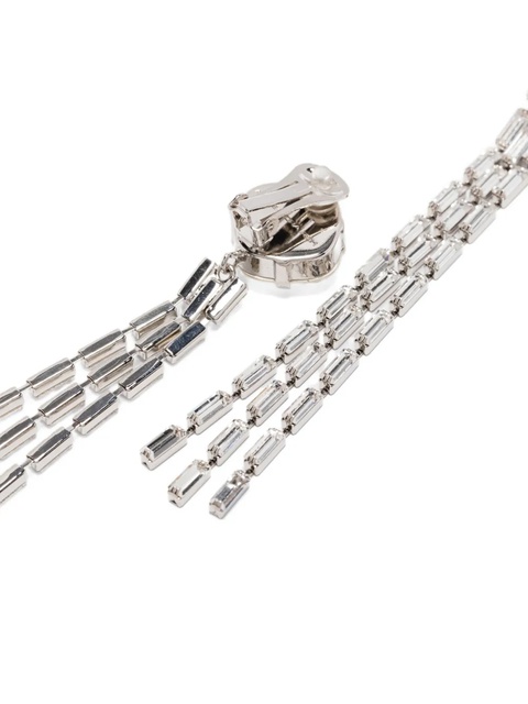Alessandra Rich fringe-detail drop earrings - Silver - zdjęcie produktu nr 2