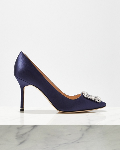 MANOLO BLAHNIK - Granatowe szpilki Hangisi 9 cm - zdjęcie produktu nr 2
