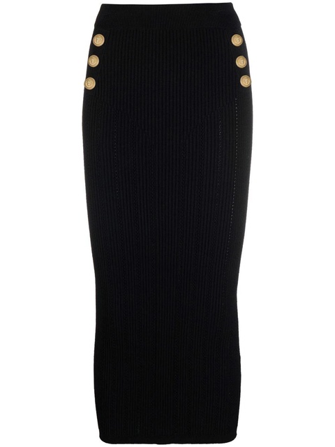 Balmain buttoned knitted midi skirt - Black - zdjęcie produktu nr 1
