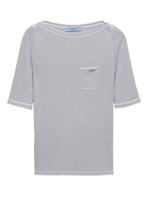 Prada striped boat-neck sweater - Blue - zdjęcie produktu nr 1
