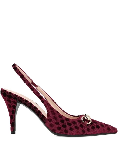 Gucci 85mm GG velvet slingback pumps - Red - zdjęcie produktu nr 1