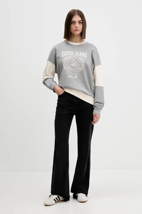 Guess Jeans bluza bawełniana damska kolor szary z nadrukiem W5YQ20 K68I4 - zdjęcie produktu nr 1