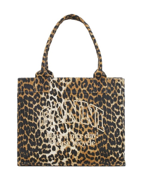 GANNI leopard-print canvas tote bag - Neutrals - zdjęcie produktu nr 2