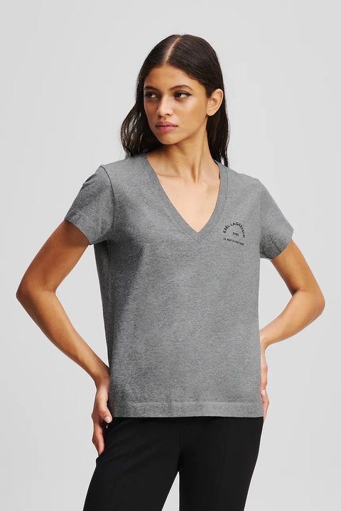 Karl Lagerfeld t-shirt bawełniany damski kolor szary A3W17104 - zdjęcie produktu nr 1