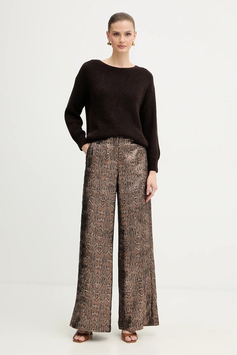 Morgan spodnie damskie kolor brązowy szerokie high waist PJENG.F - zdjęcie produktu nr 1