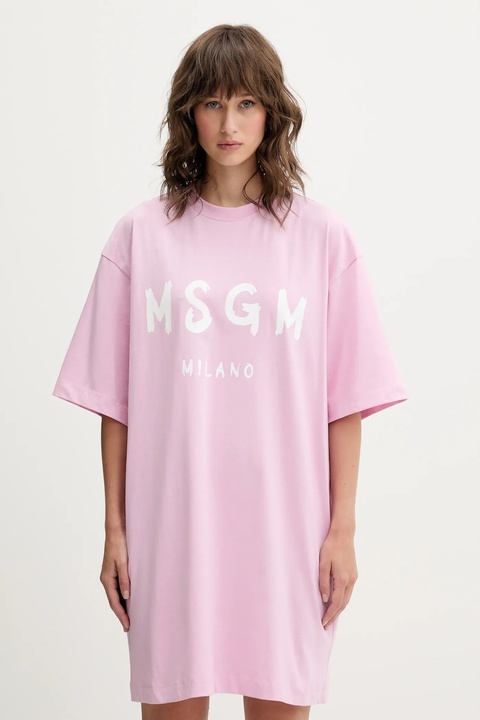 MSGM sukienka bawełniana kolor różowy mini oversize 3941MDA510.257798 - zdjęcie produktu nr 1