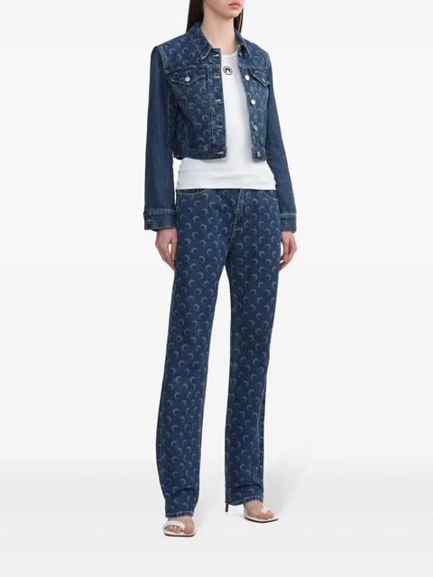 Marine Serre Deadstock Moonogram-pattern denim jacket - Blue - zdjęcie produktu nr 2