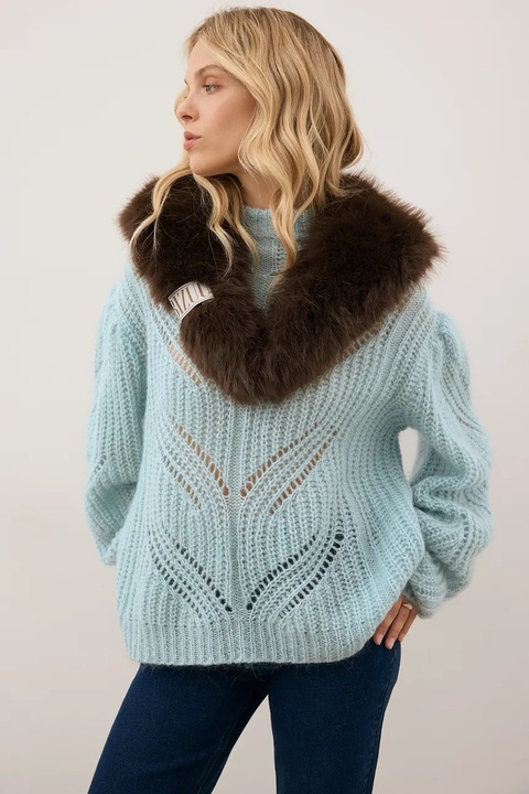 Bizuu szalik FLOOFU damski kolor brązowy gładki FLOOFU BRĄZOWY - zdjęcie produktu nr 1