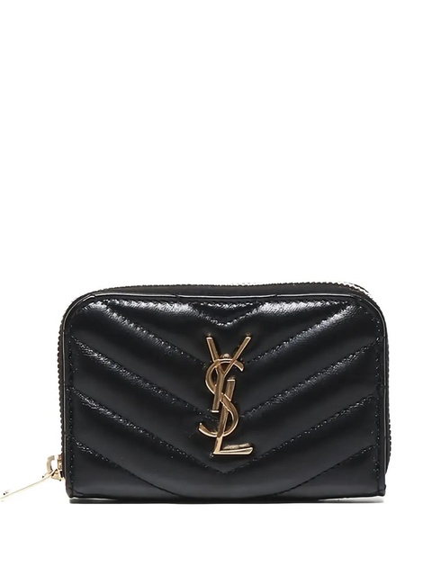 Saint Laurent Cassandre matelassé logo-plaque card wallet - Black - zdjęcie produktu nr 1