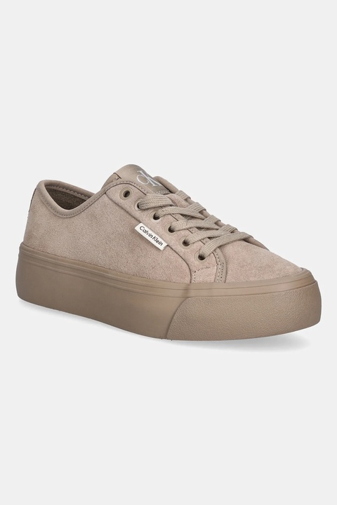 Calvin Klein tenisówki zamszowe VULC FLATF LACE UP SUE/WL CK kolor beżowy YW0YW02000 - zdjęcie produktu nr 1