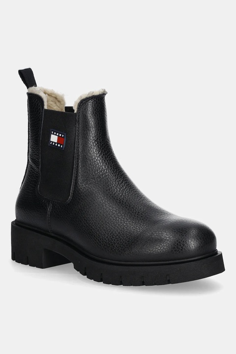Tommy Jeans sztyblety skórzane TJW CHELSEA BOOT WL damskie kolor czarny na platformie ocieplone EN0EN02826 - zdjęcie produktu nr 1