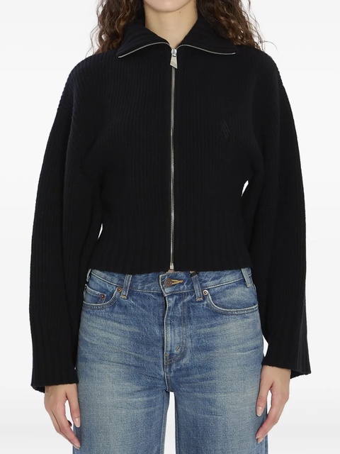 The Attico ribbed zip-up cardigan - Black - zdjęcie produktu nr 1