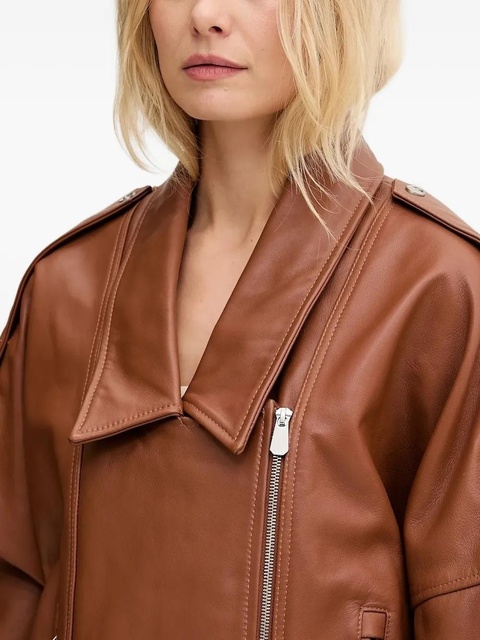 PINKO belted leather jacket - Brown - zdjęcie produktu nr 1