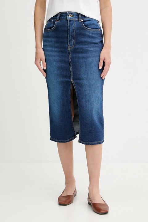 Pepe Jeans spódnica jeansowa kolor niebieski midi ołówkowa PL9011865FB - zdjęcie produktu nr 1