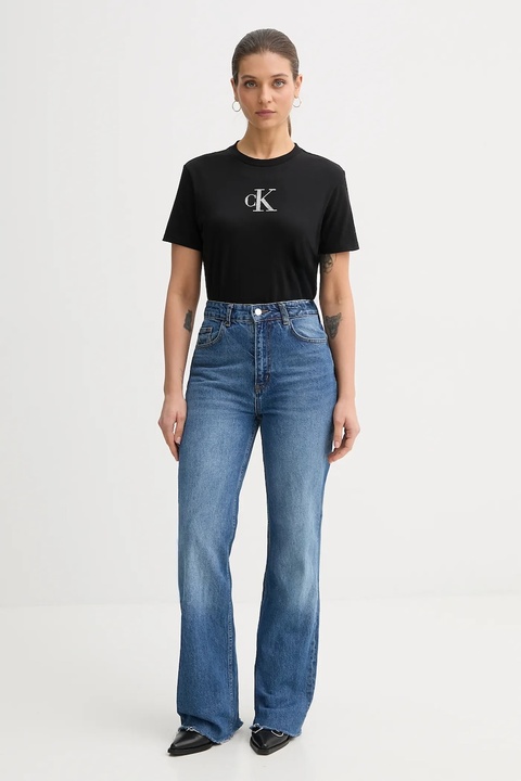 Calvin Klein Jeans t-shirt bawełniany damski kolor czarny LV047E804G - zdjęcie produktu nr 2