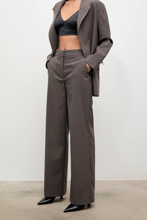 Answear.LAB spodnie damskie kolor brązowy szerokie high waist - zdjęcie produktu nr 1