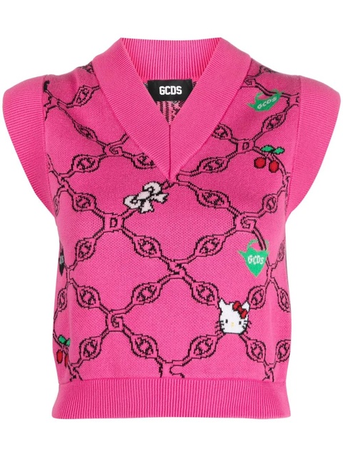 GCDS graphic-print jacquard vest - Pink - zdjęcie produktu nr 1