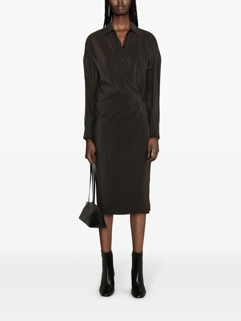 LEMAIRE asymmetric midi shirtdress - Brown - zdjęcie produktu nr 2