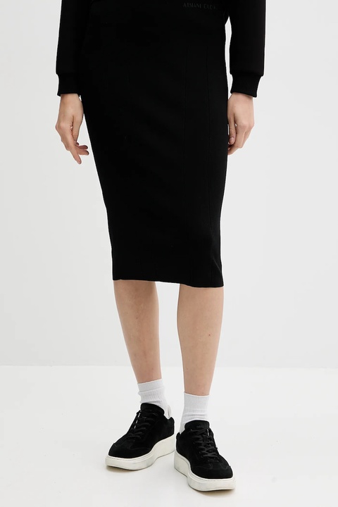 Armani Exchange spódnica kolor czarny midi ołówkowa XW001302 AF10352 - zdjęcie produktu nr 1