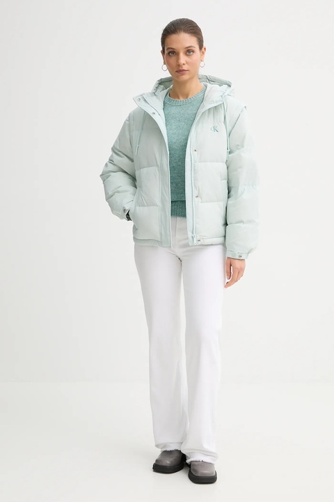 Calvin Klein Jeans bezrękawnik puchowy kolor zielony zimowa LV044D522G - zdjęcie produktu nr 2