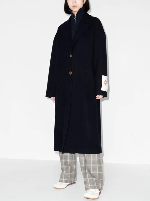 Golden Goose logo patch single-breasted coat - Blue - zdjęcie produktu nr 2