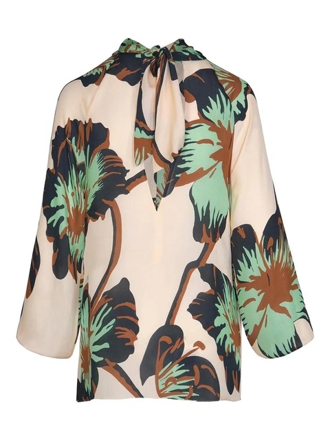 Johanna Ortiz floral-print tie-neck tunic - Neutrals - zdjęcie produktu nr 2